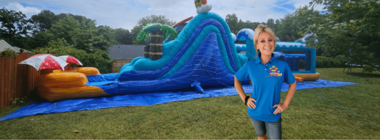 50 FT Beach Adventure Dual Lane Obstacle Course Waterslide