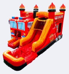 28FT Fire Truck Bounce House Combo (WET)